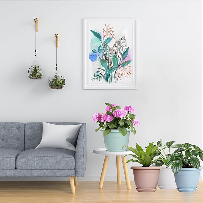 5 Packs 10 inch Plant Pots + Saucer, Planters for Indoor & Outdoor Plants with Drainage Holes | Plastic Flower Pots, Large Planter (Black, 10 inch)-VerdiqueGarden