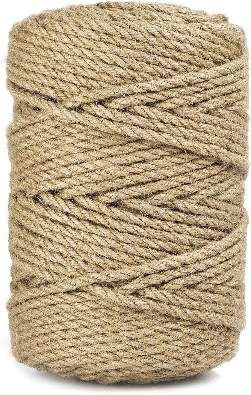 5mm Jute Twine, Large Roll of Natural Jute Rope 328 Feet, Heavy Duty and Thick Twine Hemp Rope for DIY Arts Crafts, Gardening, Bundling，Home Decorating, Cat Scratching Post-VerdiqueGarden
