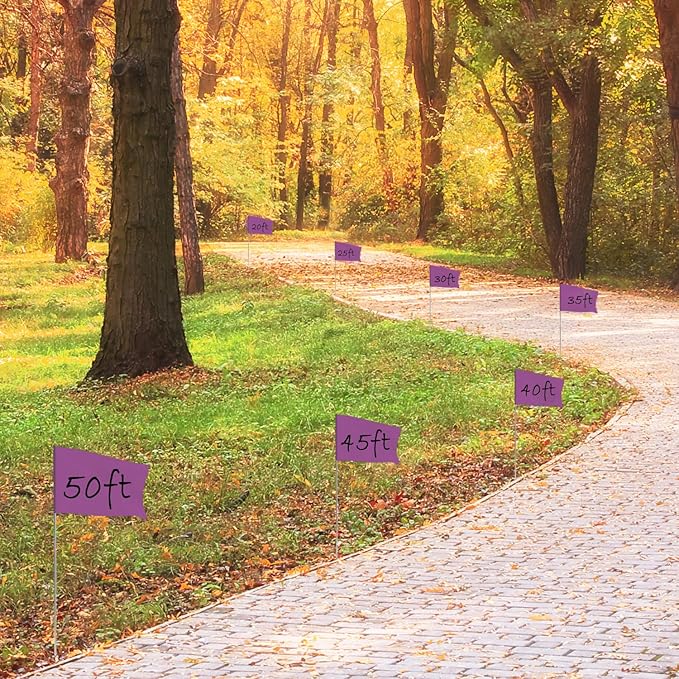 Zozen 50Pack Purple Marking Flags, Writable | 15x4x5 Inch, Yard Flags for Lawn & Irrigation & Landscape & Sprinkler & Survey & Dog Training.-VerdiqueGarden