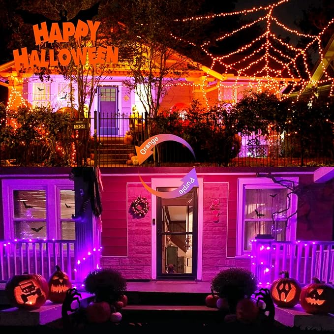 JMEXSUSS 100 LED Orange & Purple Halloween Lights - Plug in, Connectable Color Changing String Lights, 33ft Indoor/Outdoor for Halloween Party Decor & Christmas-VerdiqueGarden