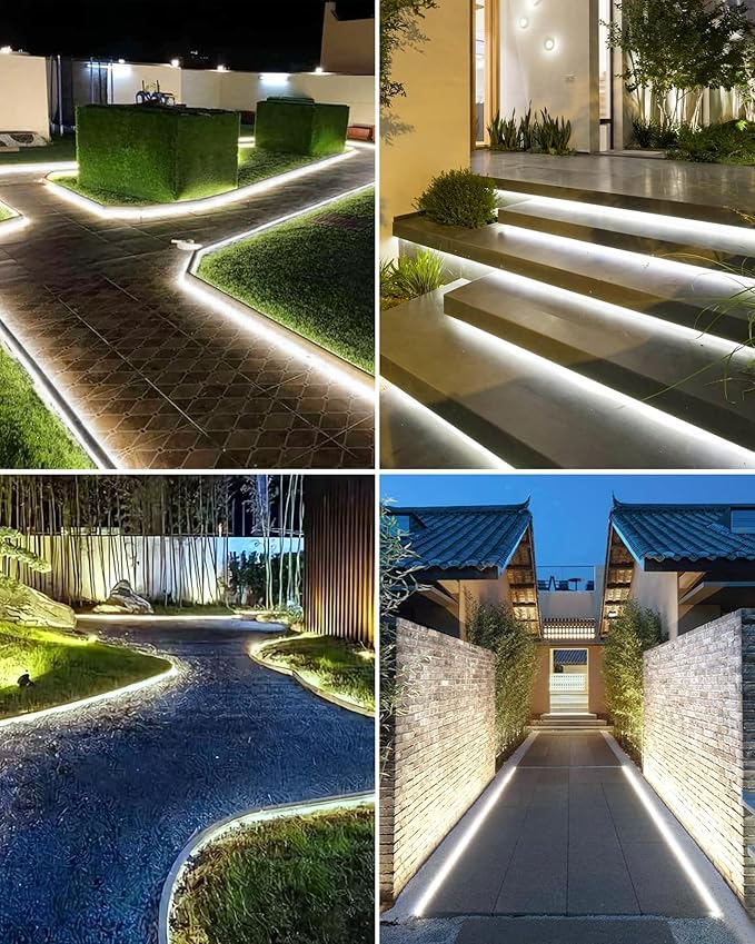 32.8FT 600LED Solar LED Strip Lights Outdoor, Outdoor String Lights Waterproof, 8 Modes Solar Rope Lights with Remote for Step, Stair, Deck, Fence, Patio,Yard Decor (Cool White, 32.8 FT)-VerdiqueGarden