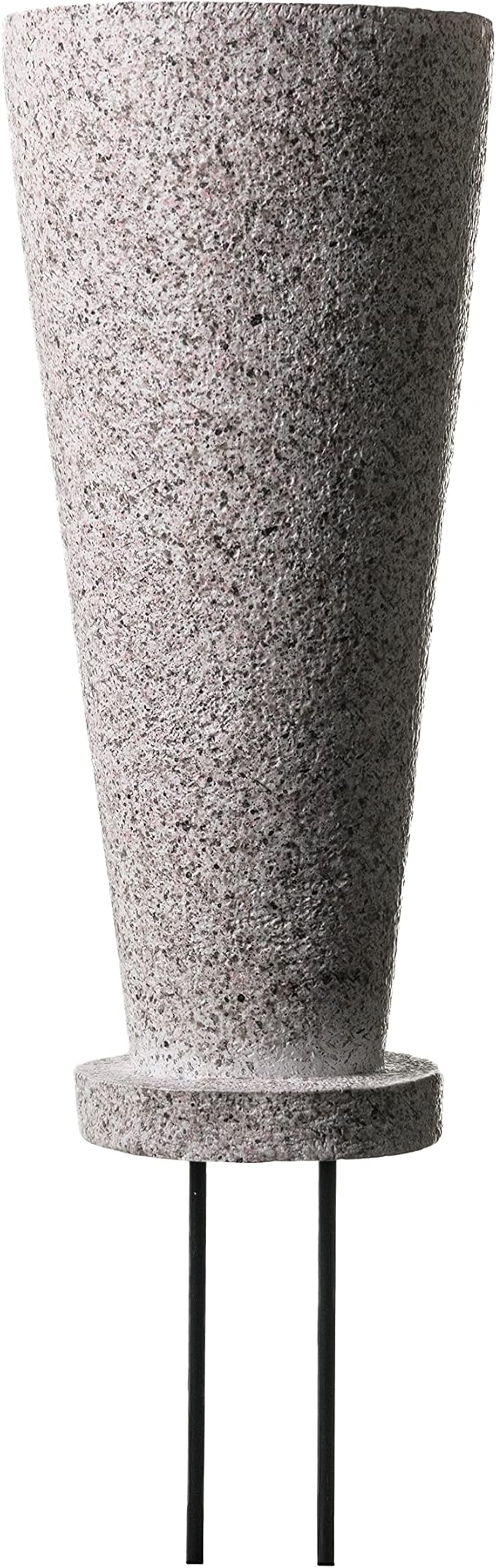Cemetery Vase with Stakes - Plastic Flower Vases with 2 Ground Spikes, Draining Holes - for Garden, Lawn, Yard - Memorial Grave Decorations 12.7x3.4x3.9, Grey Granite Design-VerdiqueGarden