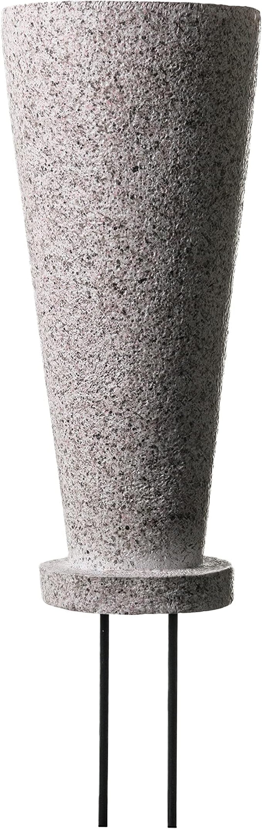 Cemetery Vase with Stakes - Plastic Flower Vases with 2 Ground Spikes, Draining Holes - for Garden, Lawn, Yard - Memorial Grave Decorations 12.7x3.4x3.9, Grey Granite Design-VerdiqueGarden