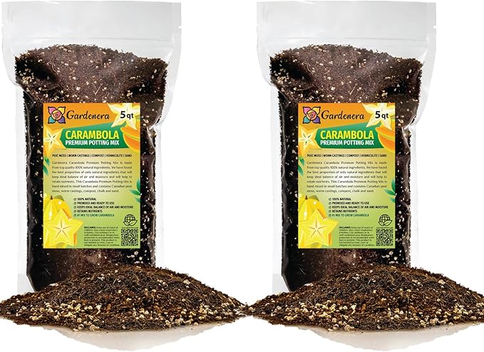 Premium Carambola Potting Soil Mix - Perfect Balance of Nutrients, Drainage, and Aeration for Thriving Starfruit Trees - 10 Quart-VerdiqueGarden