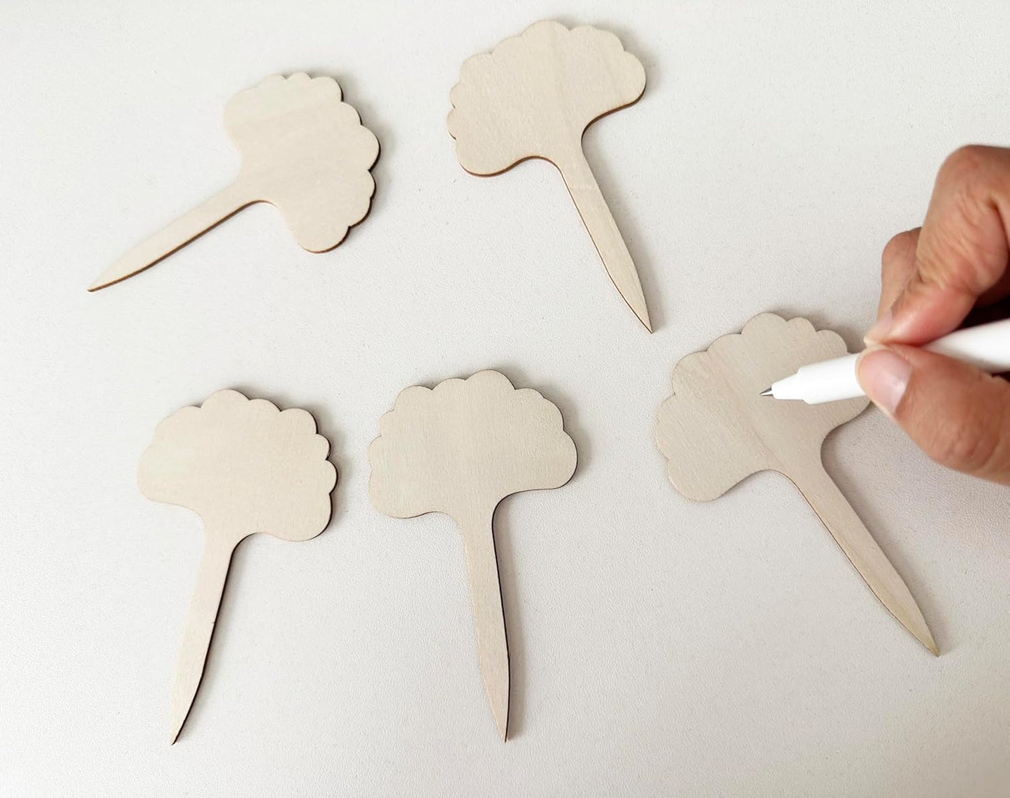 100 Pcs Wood Plant Labels, Natural Wooden Plant Marker Garden Sign Tags, T-Type Garden Markers for Succulents, Herbs, Seedlings, Potted, Flowers, Vegetables (Cloud)-VerdiqueGarden