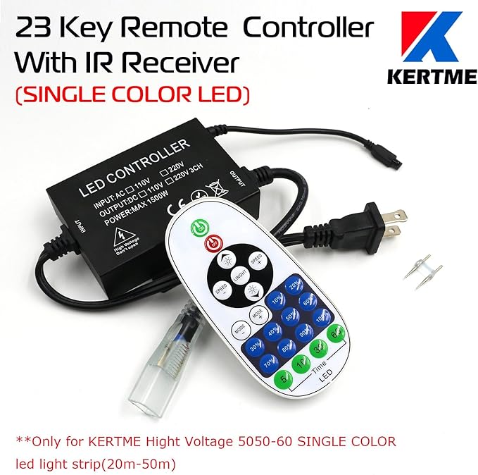 5050-60 Type AC 110-120V LED Strip Lights, Flexible/Waterproof/Dimmable/Multi-Modes LED Rope Light + 23 Keys Remote for Home/Garden/Building Decoration (164ft/50m, Warm White 3500K)-VerdiqueGarden