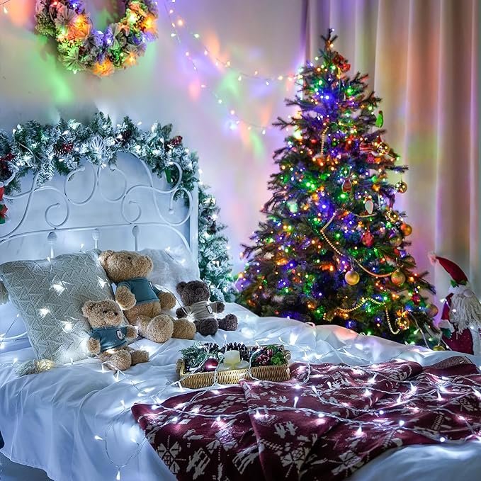 JMEXSUSS 200 LED Christmas String Lights Outdoor Waterproof, 66ft Color Changing String Lights Plug in, Cool White & Multicolor Christmas Lights for Trees Yard Wedding Xmas Party Decorations-VerdiqueGarden