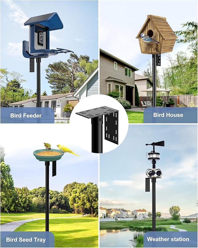 Bird Feeder Pole Stand – 74.5 Inch Height Feeding Station with 1-Inch Dia Heavy Duty for Hanging Feeders, Bird House Pole Mount Kit for Outdoor, Slip-Fit Connection-VerdiqueGarden