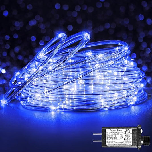 66FT 200 LED Rope Lights for Outside, Christmas String Lights with Waterproof 8 Modes, Flexible and Connectable Plug in Fairy Lights for Outdoor Indoor Bedroom Patio Party Wedding Decorations, Blue-VerdiqueGarden