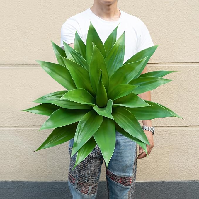 Artificial Agave Plants,Large UV Resistant Fake Agave Planters for Indoor and Outdoor Decorating Artificial Plants for Outdoors Fake Plants(1Pack, 28")-VerdiqueGarden