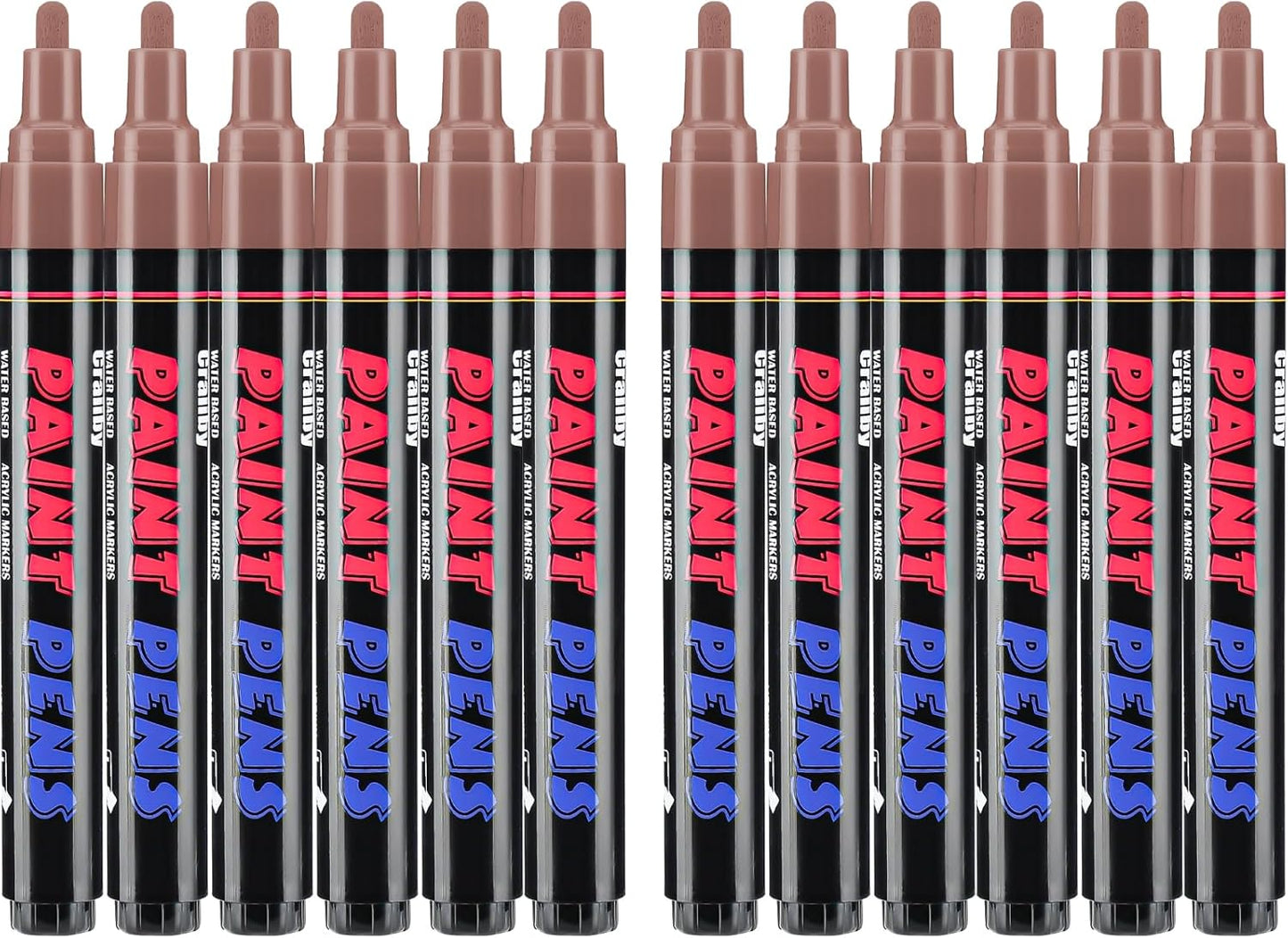 Brown Paint Pens Paint Markers - 12 Pack Permanent Quick Dry Waterproof Marker Pens for Rocks Wood Fabric Plastic Canvas Glass Mugs Metal Tire Stone-VerdiqueGarden