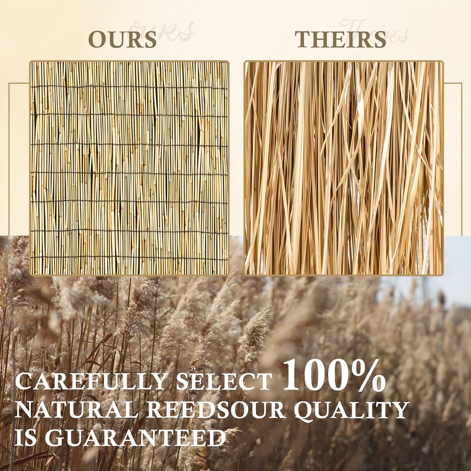 Natural 6FT X 16.4FT Reed Fencing Roll, Balcony Privacy Shade Reed Bamboo Fencing Garden Fence Border, Wind Block Sunshade Fence Screen for Outdoor Yard Patio Flower Bed Edge-VerdiqueGarden