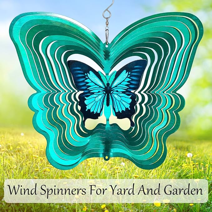 Butterfly Wind Spinners for Yard and Garden, Metal Butterfly Ornaments for Garden Décor, Outdoor Wind Spinner, Butterfly Gifts, Outdoor Garden Decoration, 12 inch Butterfly Wall Décor by ISEO-VerdiqueGarden