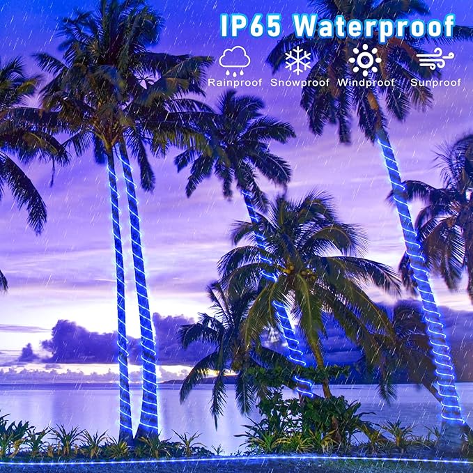 Rope Lights for Outside, 164FT 500 LED String Lights Outdoor with Waterproof 8 Modes, Flexible Plug in Twinkle Fairy Light for Indoor Bedroom Garden Pool Tree Wedding Decorations, Blue-VerdiqueGarden