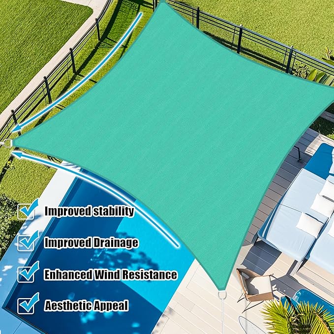 Amagenix Sun Shade Sail 8X24 Curved Edge Outdoor Shade Canopy Turquoise Breathable 95% UV Block Shade Cloth for Patio Garden Backyard (We Make Custom Size)-VerdiqueGarden
