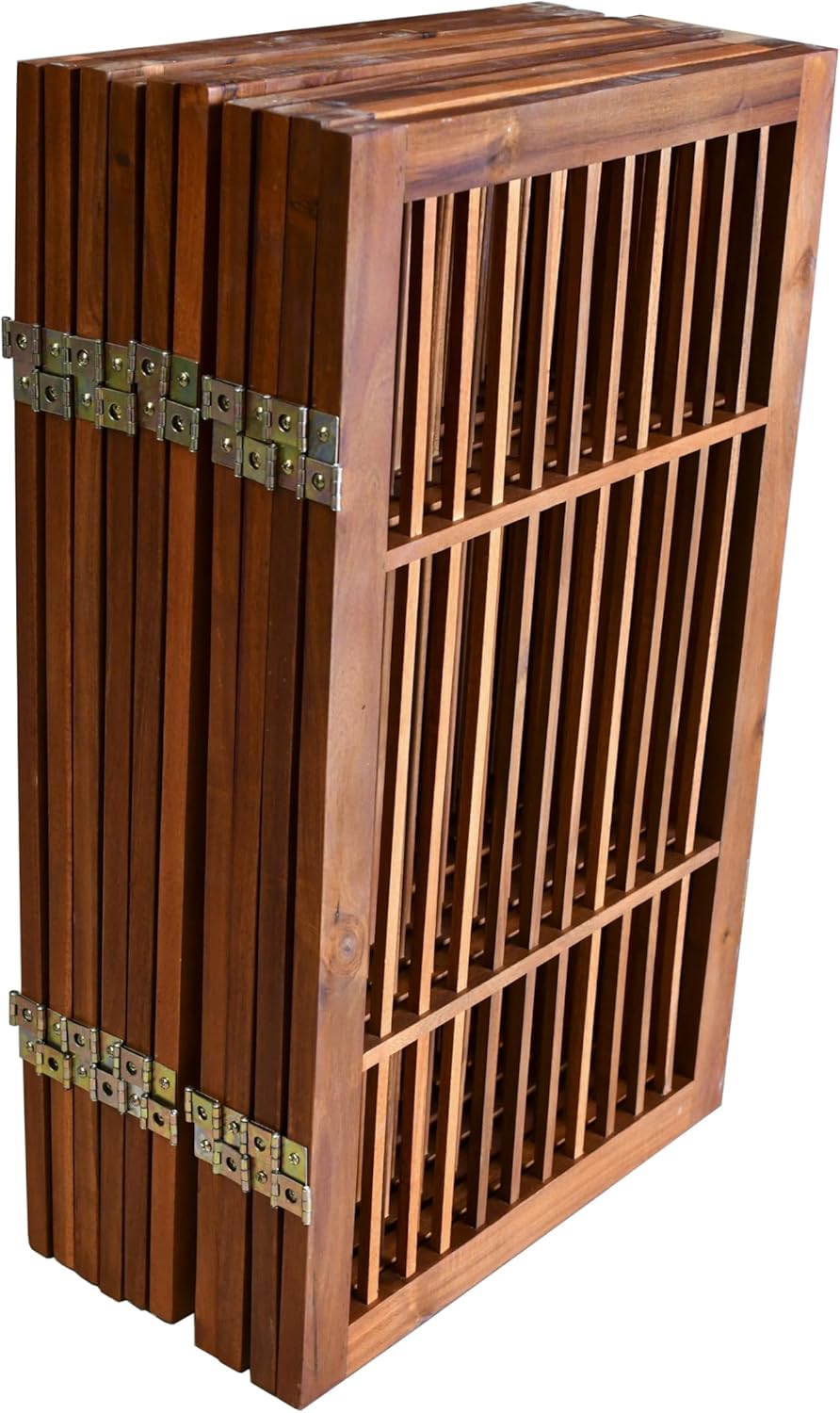 Pet Dog Gate Strong and Durable Freestanding Folding Acacia Hardwood Portable Wooden Fence Indoors or Outdoors by Urnporium (Brown Pet Gate, 10 Panel 30" Tall)-VerdiqueGarden