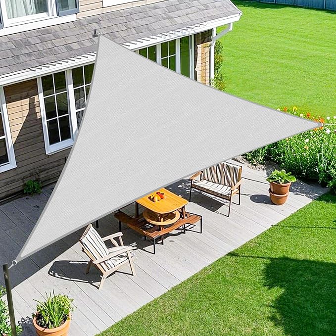 Amagenix Sun Shade Sail 8'X9'X12' Curved Edge Outdoor Shade Canopy Light Grey Breathable 95% UV Block Shade Cloth for Patio Garden Backyard (We Make Custom Size)-VerdiqueGarden