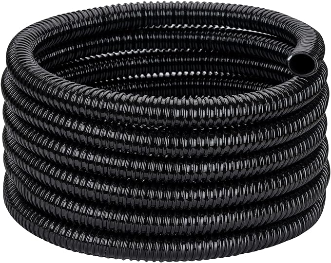 Pond Tubing ID 2” × 10ft Black Corrugated Flexible Reinforced Waterfall Pond Tube Sump Pump Hose, Non-toxic & Kinkproof (10 ft, 2" ID)-VerdiqueGarden