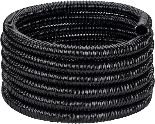 Pond Tubing ID 3/4” × 20ft Black Corrugated Flexible Reinforced Waterfall Pond Tube Sump Pump Hose, Non-toxic & Kinkproof (20 ft, 3/4" ID)-VerdiqueGarden