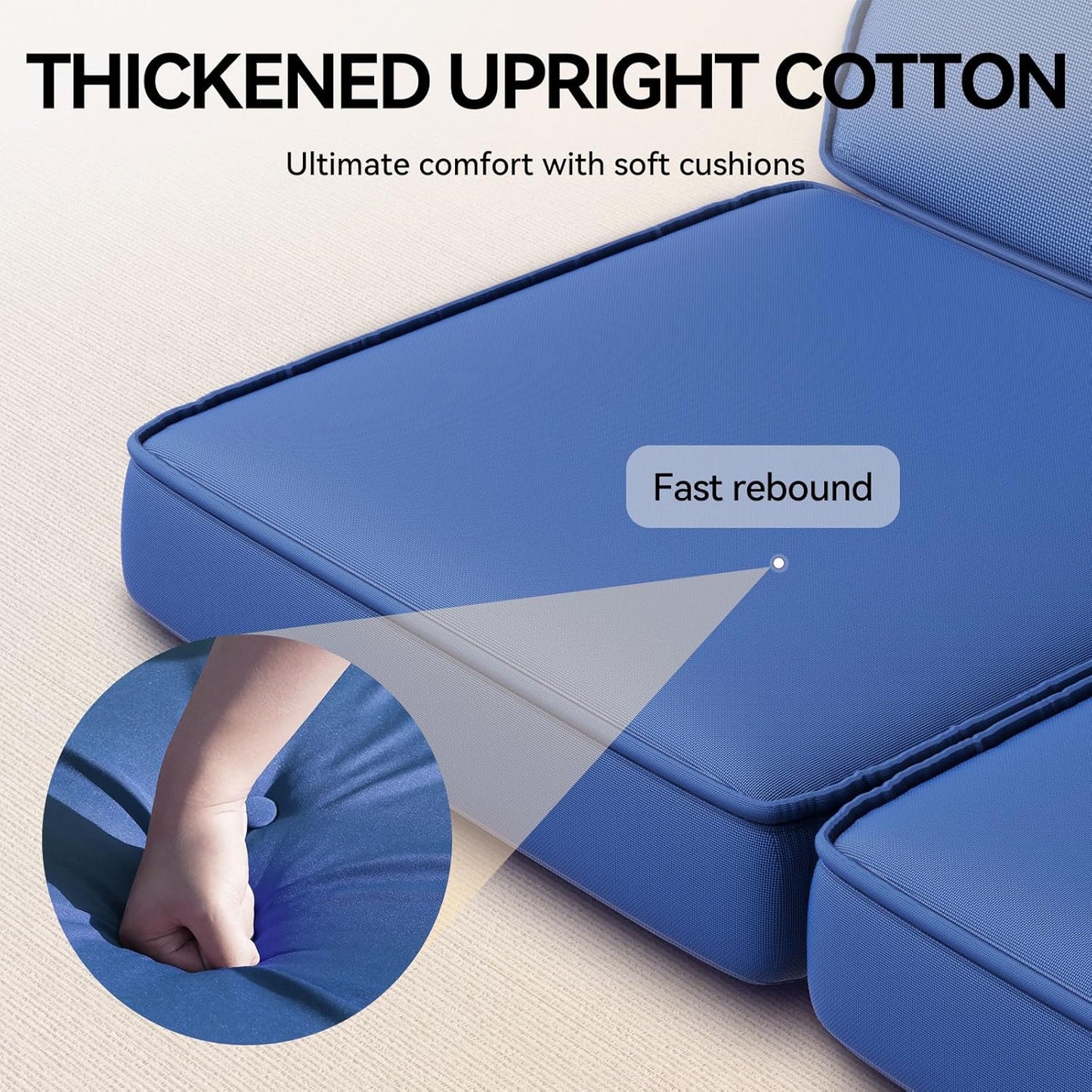 3-Seat Porch Swing Bed with Adjustable Canopy & Removable Cushions, Heavy Duty Steel Frame Outdoor Patio Swings Glider Chair for Backyard, Garden, Deck, Blue-VerdiqueGarden