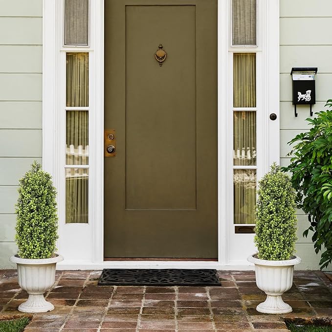 3ft Artificial Boxwood Topiary Trees (Set of 2) - UV Resistant Faux Plants for Outdoor/Indoor, Realistic 36in Fake Bushes and Shrubs for Front Porch, Planter, Patio - Low Maintenance & Evergreen-VerdiqueGarden