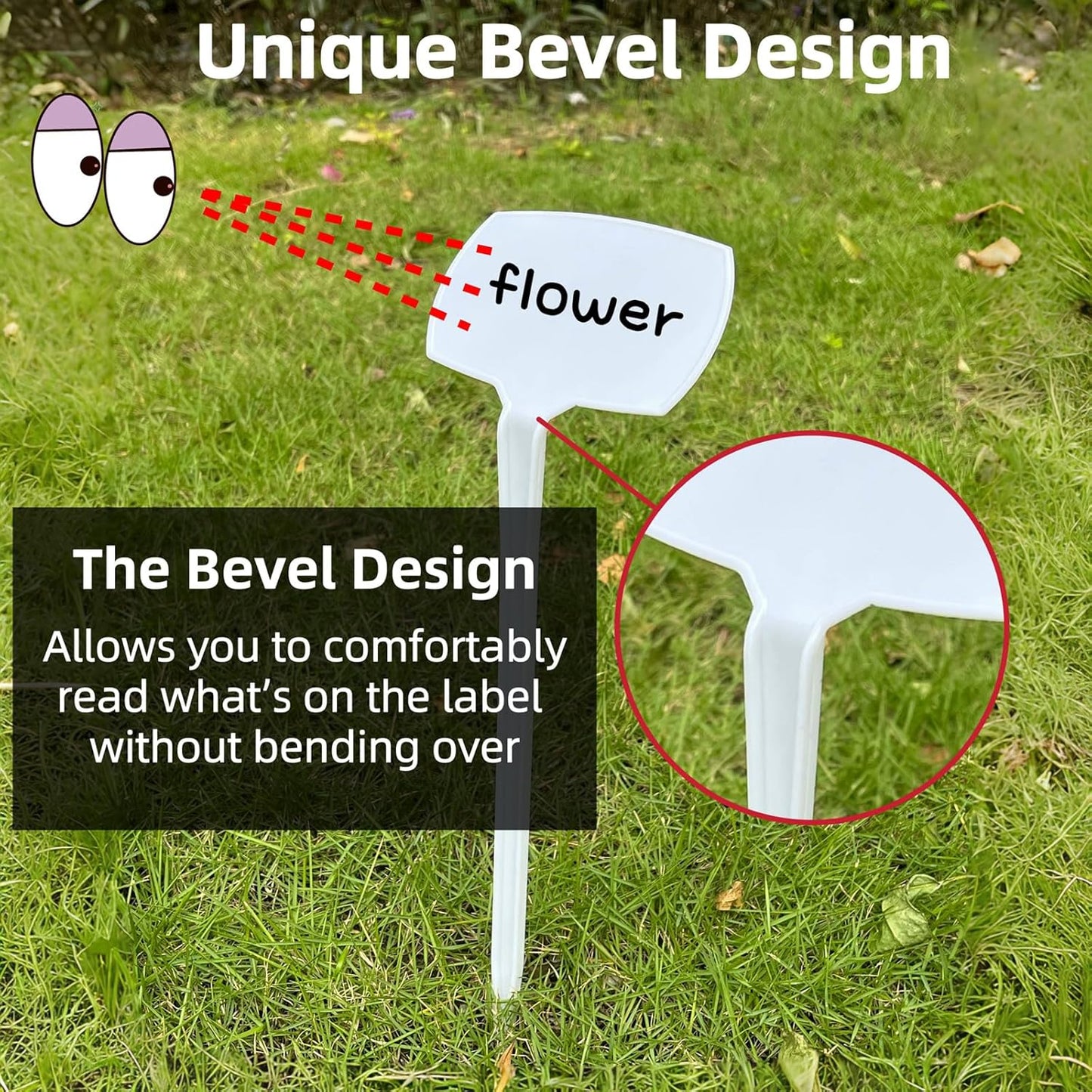 Large Plant Markers, 14.1'' Tall Plant Labels for Outdoor Garden Waterproof Durable T-Type Plastic Garden Labels, Perfect for Herbs, Flowers, Vegetable with a Marker Pen (12PCS)-VerdiqueGarden