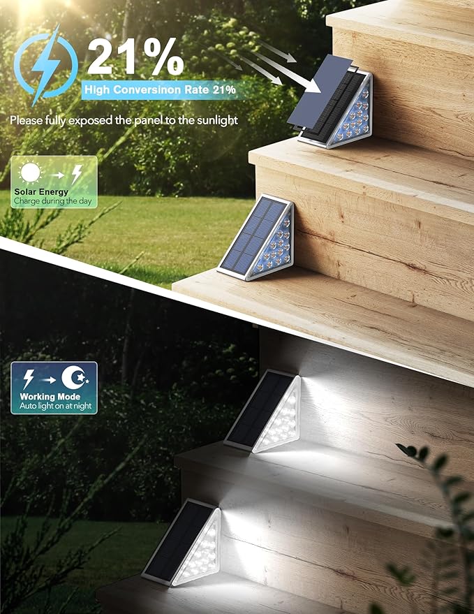 Solar Step Lights - Waterproof Outdoor Decor, IP67 Solar Lights for Yard, Patio, Garden, Walkways, Front Door, Pathway, Driveway (12)-VerdiqueGarden