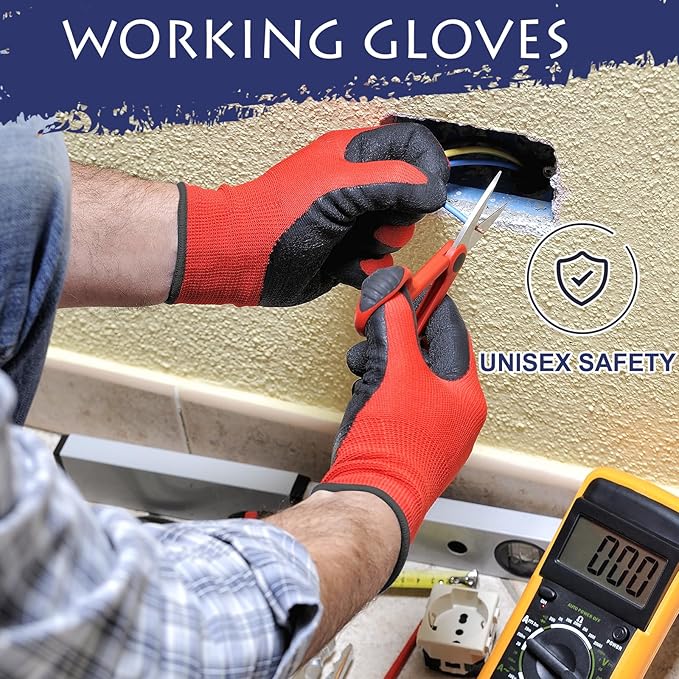 48 Pairs Garden Gloves for Women Men Breathable Rubber Coated Yard Safety Work Thorn Proof Work Gloves-VerdiqueGarden