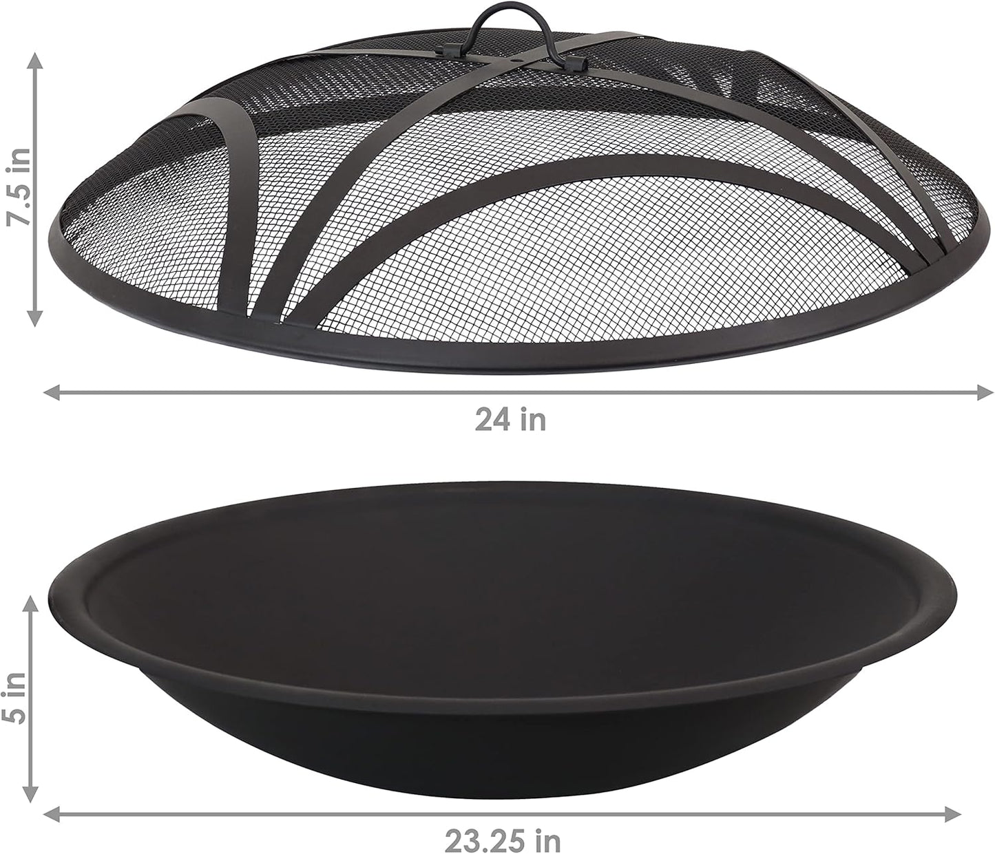 Sunnydaze 23-Inch Replacement Steel Fire Pit Bowl with Round Spark Screen - High-Temperature Painted Finish-VerdiqueGarden