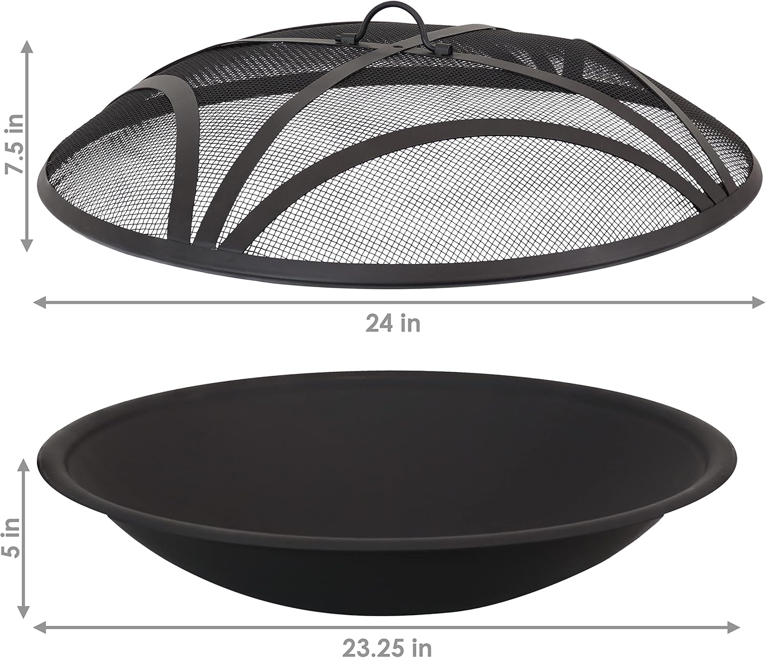 Sunnydaze 23-Inch Replacement Steel Fire Pit Bowl with Round Spark Screen - High-Temperature Painted Finish-VerdiqueGarden