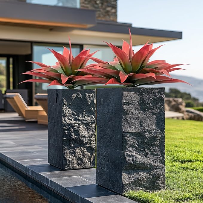 Artificial Agave Plants,Large UV Resistant Fake Agave Planters for Indoor and Outdoor Decorating Artificial Plants for Outdoors Fake Plants 2Pack, 28" Red-VerdiqueGarden