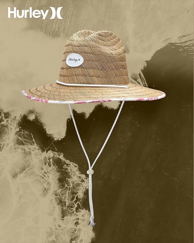 Hurley Women's Straw Hats - Real Straw Hat Medium Brim and Adjustable Chin Strap-VerdiqueGarden