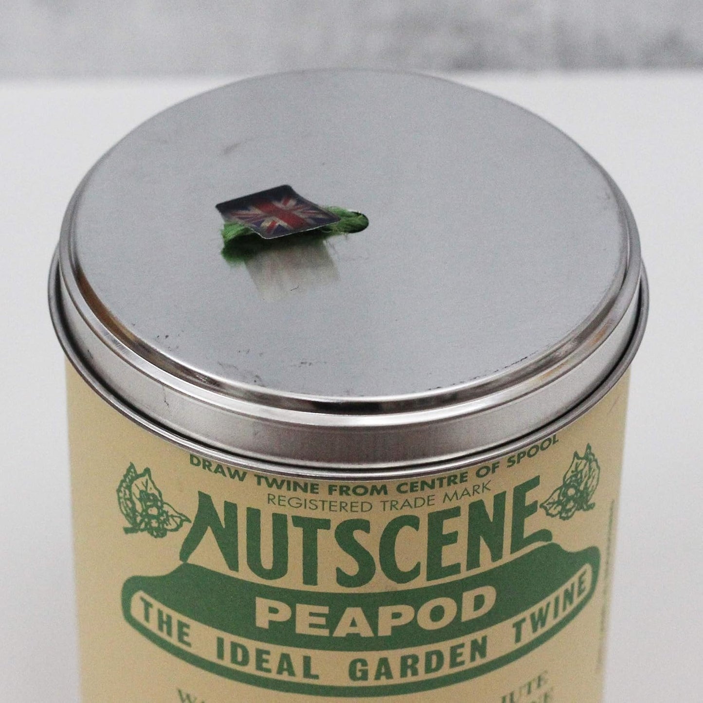 NUTSCENE Iconic Tin (Tin ‘O’ Twine) with Their Heritage Scottish Jute Twine and Hole in Top for Easy Dispensing. 14 Colors to Choose from. 164 Yards. (Peapod)-VerdiqueGarden