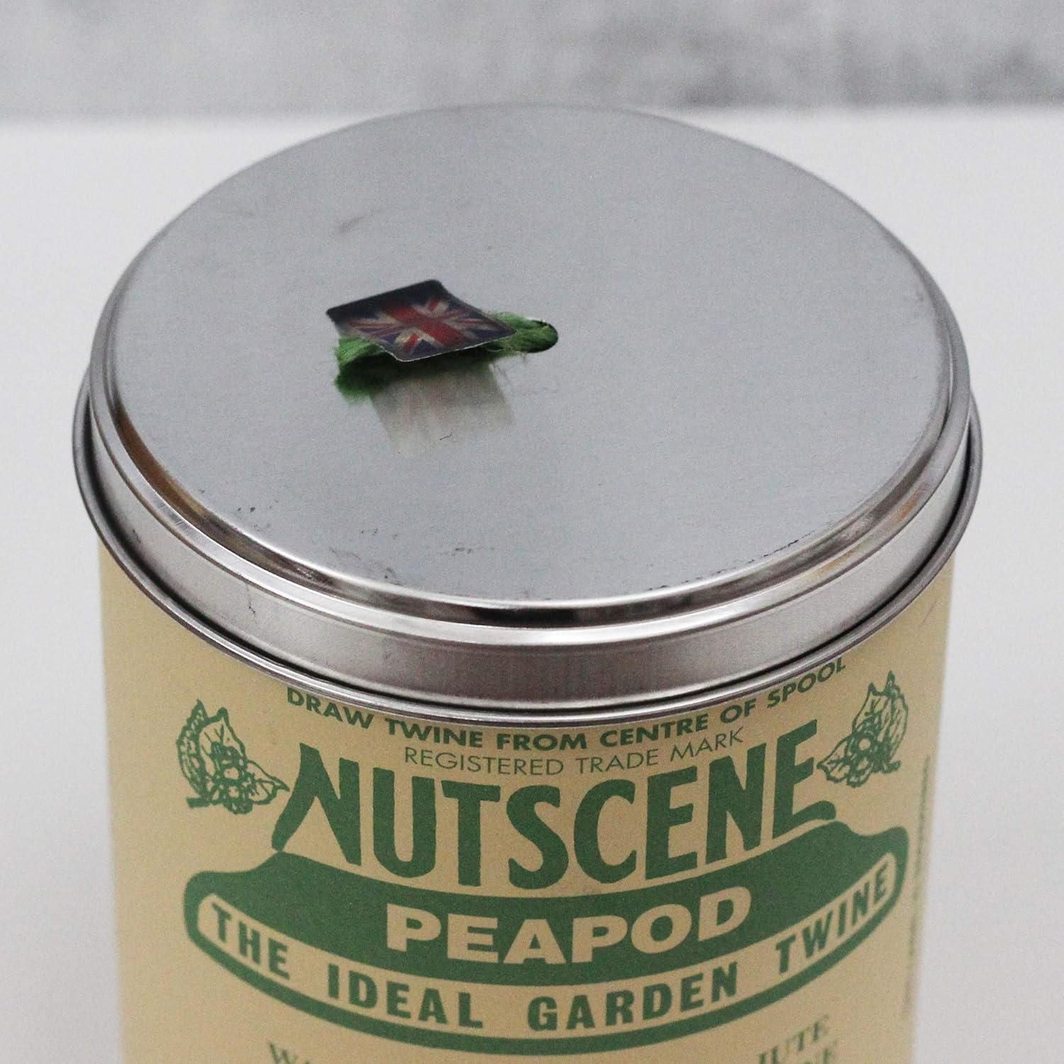 NUTSCENE Iconic Tin (Tin ‘O’ Twine) with Their Heritage Scottish Jute Twine and Hole in Top for Easy Dispensing. 14 Colors to Choose from. 164 Yards. (Peapod)-VerdiqueGarden