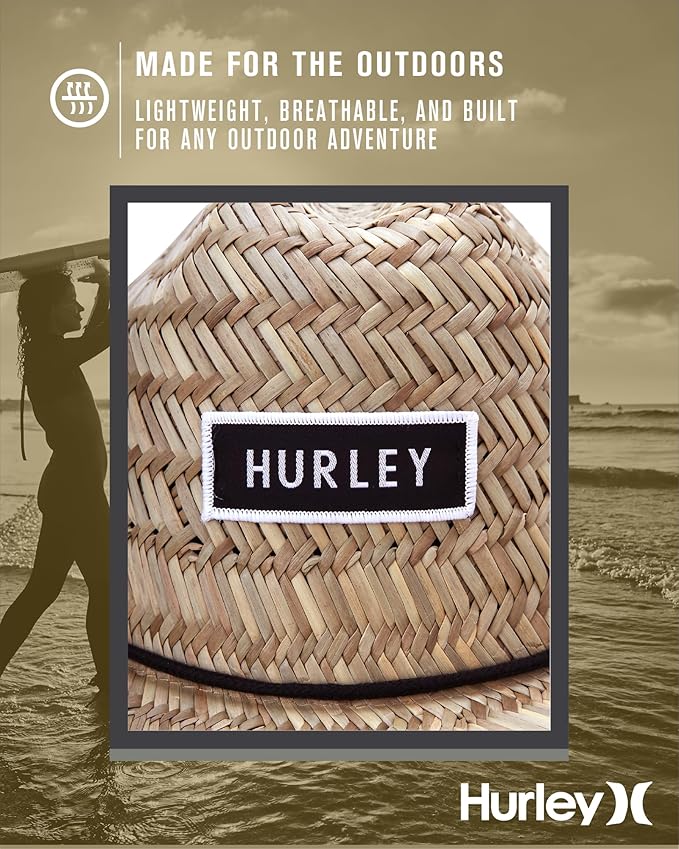 Hurley Men's Straw Hat - Bayside Lifeguard Straw Sun Hat-VerdiqueGarden