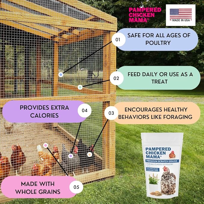 Pampered Chicken Mama Chick Feed - Premium Chicken Scratch Treat - High Protein & Calcium Grower Feed for Laying Hens (10 lbs)-VerdiqueGarden