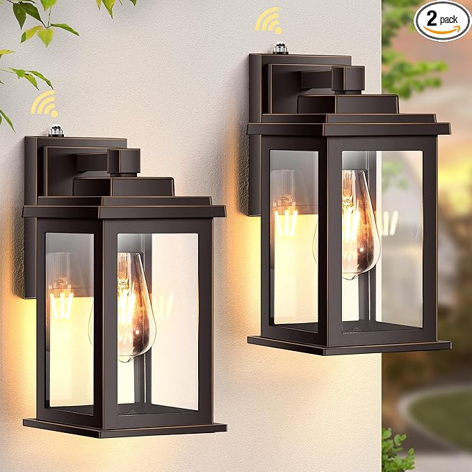 VIANIS Oil Rubbed Bronze Dusk to Dawn Porch Lights Outdoor, 2-Pack Anti-Rust Aluminum Outside Lights for House, Porch, Garage, Front Door, Patio, Easy-to-Install Waterproof Modern-VerdiqueGarden