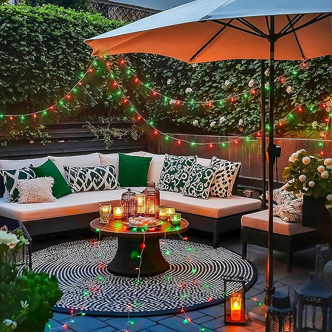 JMEXSUSS 200 LED Red and Green Christmas Lights Outdoor, 66ft String Lights Indoor Clear Wire Plug in for Bedroom Party Christmas Tree Decorations-VerdiqueGarden