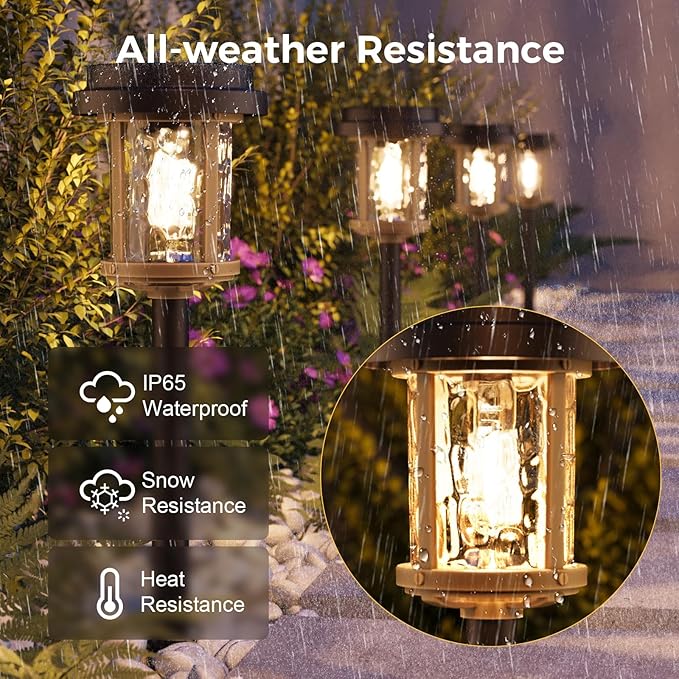XMCOSY+ Solar Lights Outdoor, 6 Pack Pathway Lights Solar Powered, 20 LM LED Glass Outside Light, Waterproof Lighting for Garden Yard Landscape Driveway Walkway (Warm White)-VerdiqueGarden