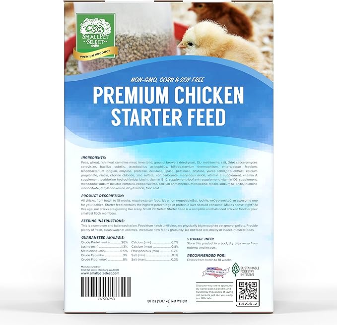 Small Pet Select - Chicken Starter Feed (Corn-Free/Soy-Free/Non-GMO), 20lb-VerdiqueGarden