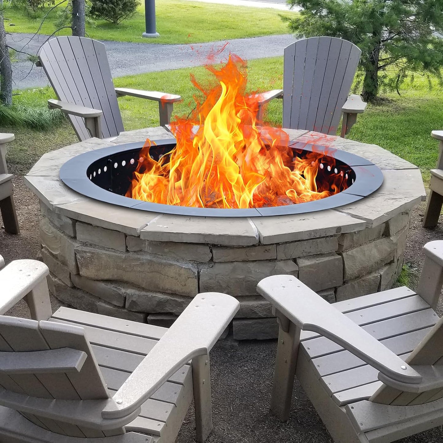 36 inch Fire Ring, Large Round Firepit Insert,Fire Pit Ring for Camping, Wood Burning Fire Pit for Yard,Garden,Outdoor Fireplace, DIY Fire Rings for Outside-VerdiqueGarden