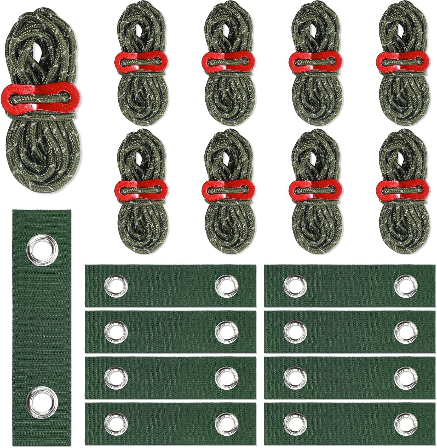 Sintuff 9 Set Heavy Duty Tree Stake Kit 5.91 Inches/ 15 cm Tree Straps for Staking and 13.12 ft/ 4 m Dock Lines Rope for Support Anchoring Home Leaning Plant Straightening Garden Tent (Green)-VerdiqueGarden