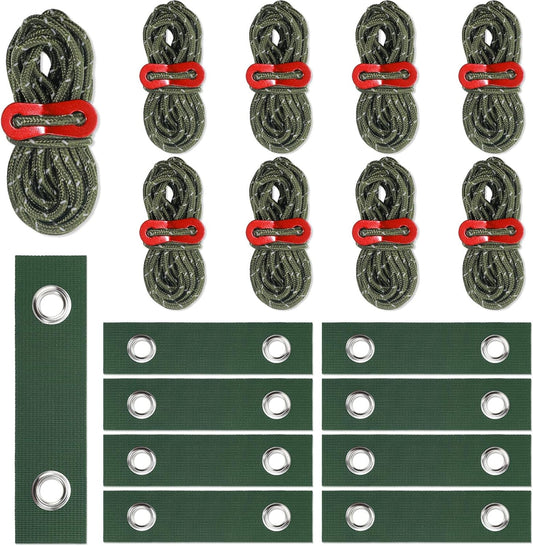 Sintuff 9 Set Heavy Duty Tree Stake Kit 5.91 Inches/ 15 cm Tree Straps for Staking and 13.12 ft/ 4 m Dock Lines Rope for Support Anchoring Home Leaning Plant Straightening Garden Tent (Green)-VerdiqueGarden