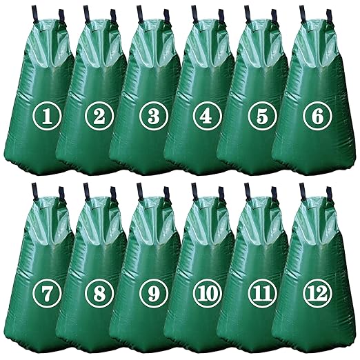 12 Pack 20 Gallon Tree Watering Bags, Reusable, Heavy Duty and Slow Release Gator Bags for Trees, Premium PVC Plant Drip Irrigation Bags,5-8 Hours Releasing Time-VerdiqueGarden