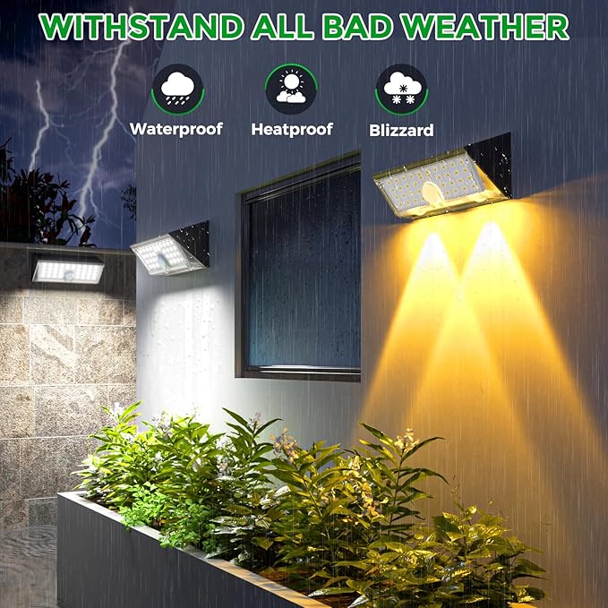 JSOT Solar Motion Lights Outdoor, 4 Modes Motion Sensor Lights Outdoor Waterproof IP65, 38LED Bright Wall Security Lighting for Outside Garage Garden Fence - Cool White 6Pack-VerdiqueGarden