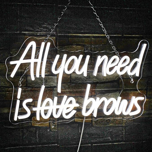 WLHOPE All you need is Brows Neon Sign White Led Neon Signs for Wall Decor, Nails Neon Signs USB Letter Neon Light Signs for Bedroom Girls Room Beauty Shop Nails Room Party Gift, Neon Nail Sign-VerdiqueGarden