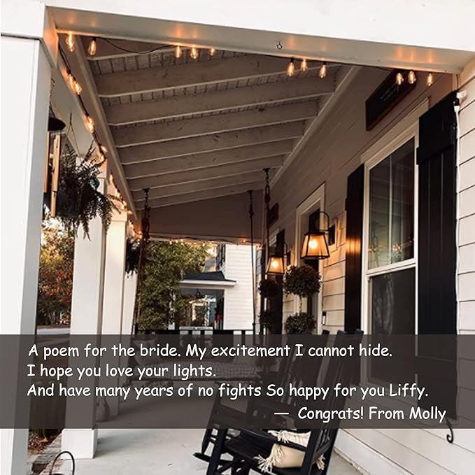 Outdoor String Lights 50FT Waterproof,LED Patio Lights Dimmable with 27 Bright Shatterproof Retro Bulbs,Vintage Edison String Hanging Lights for Outside Bistro,Backyard,Balcony,White Cable-VerdiqueGarden