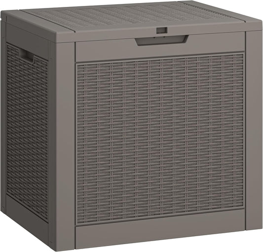 31 Gallon Deck Box, Resin Outdoor Storage Box, Waterproof and UV Resistant Deck Box, Lightweight Storage Box for Garden Tools, Pool Supplies-VerdiqueGarden