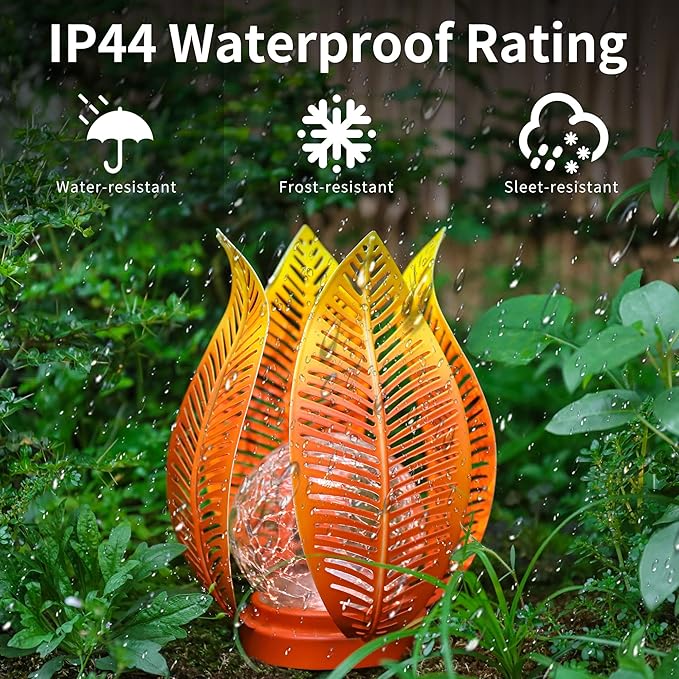 Solar Garden Lights Outdoor Decorations Garden Decor,Cracked Globe Glass,Gardening Gifts Waterproof Solar Lights for Outdoor Decor Patio,Lawn,Balcony,Porch,Yard Art-VerdiqueGarden