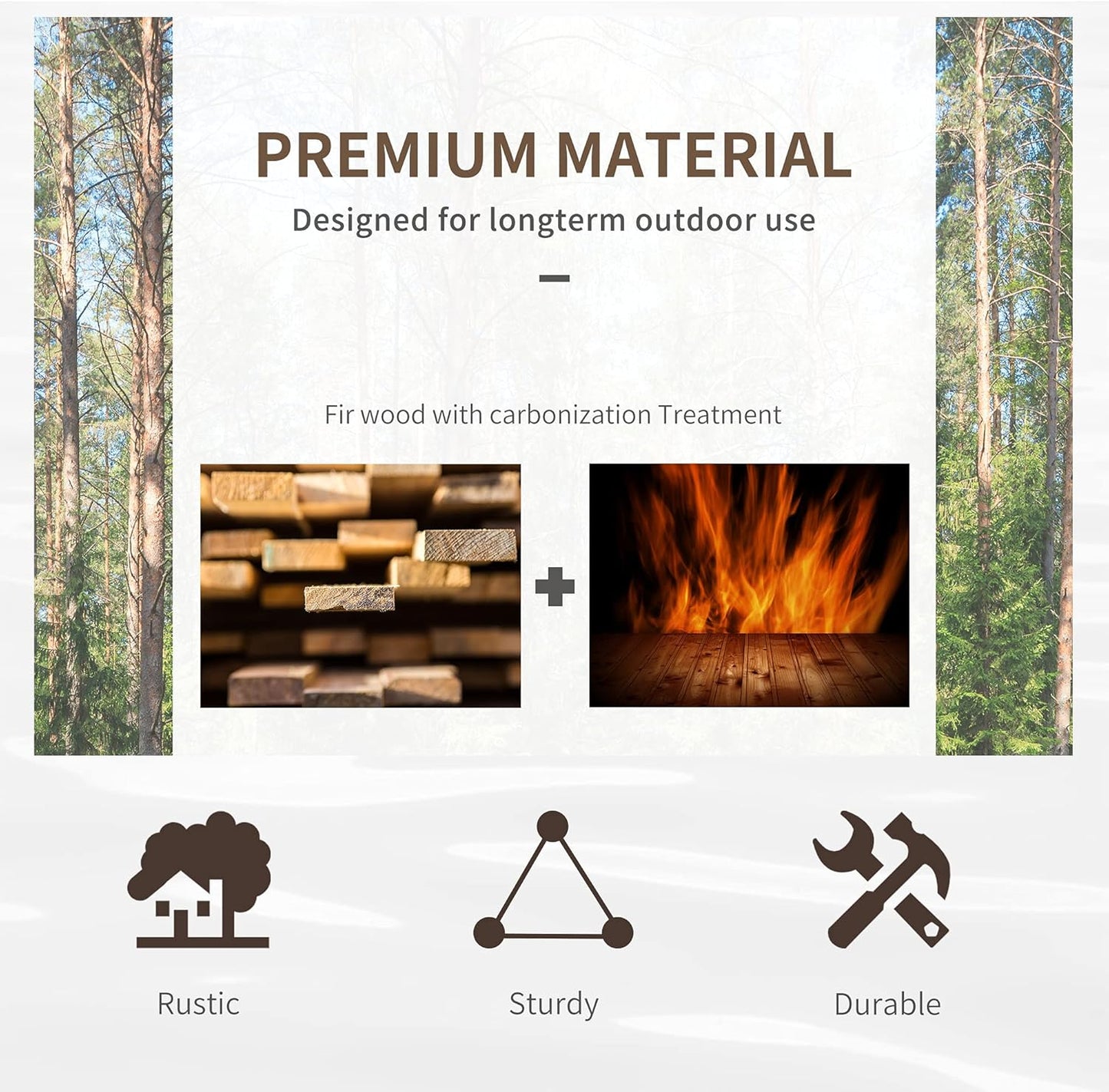 Outsunny 3.3ft Wooden Garden Bridge Arc Footbridge with Half-Wheel Style Railings & Solid Fir Construction, Stained Wood-VerdiqueGarden